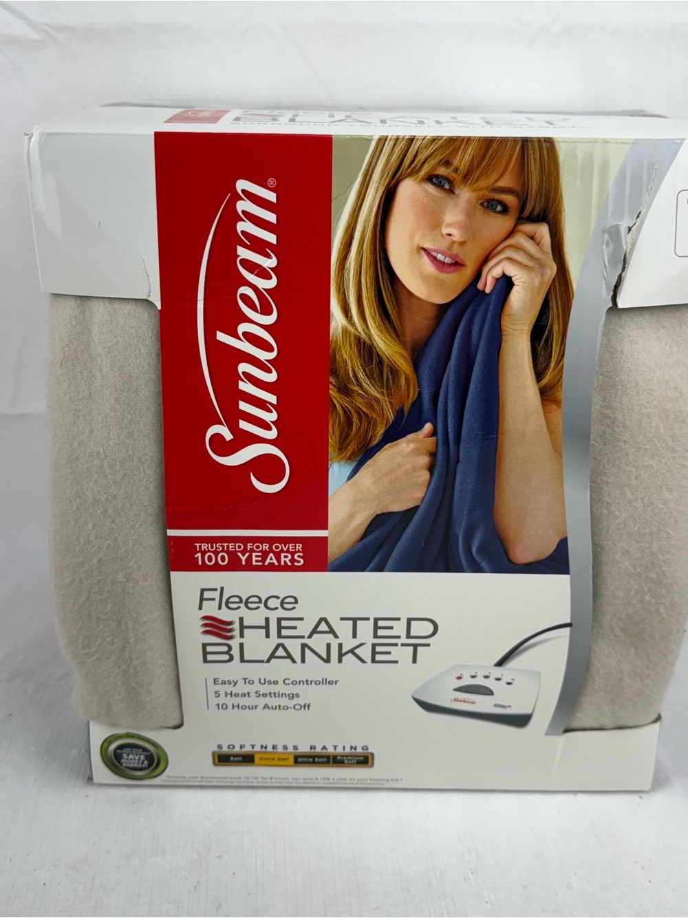 SunBeam Electric Heated FLEECE BLANKET Warming Bedding TWIN Controller Brown NIB